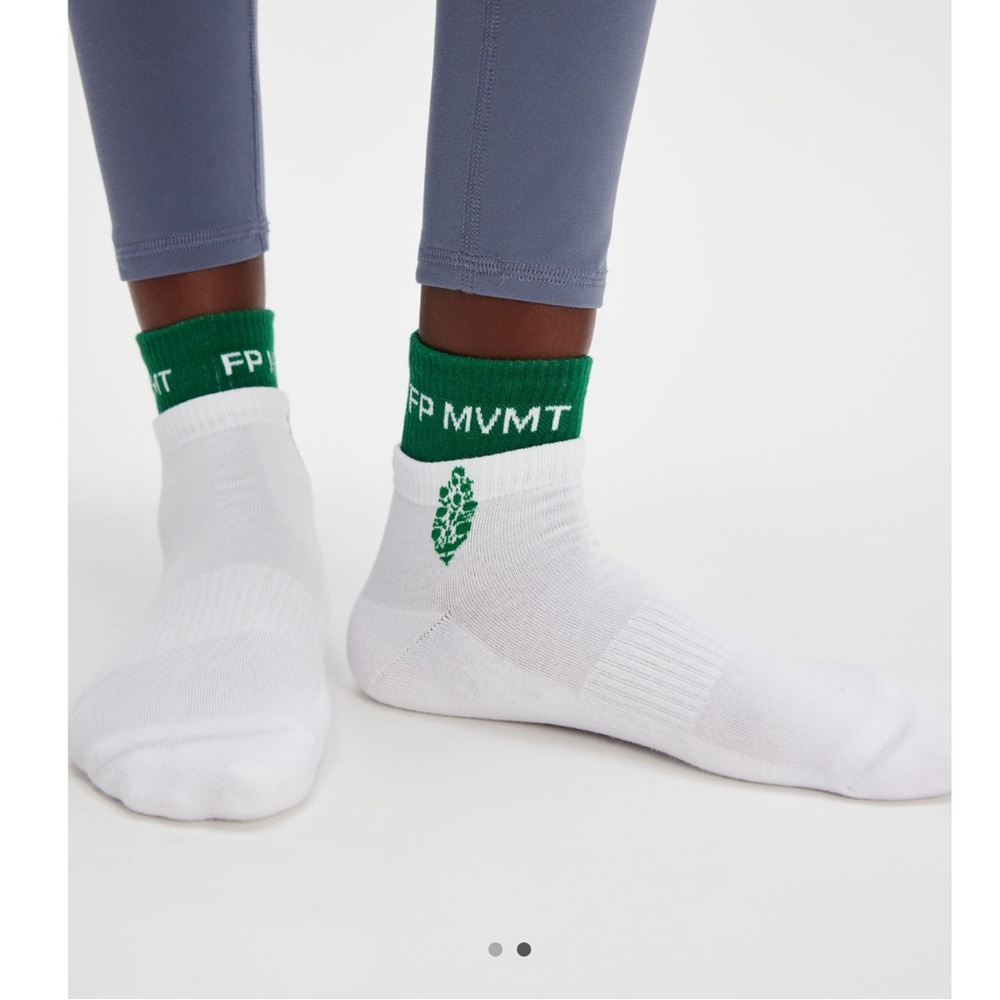 FP Movement green and white quarter crew court socks - Picture 2 of 5